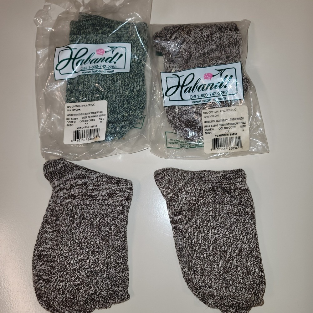 Haband 4 Pairs Acrylic Crew Socks M81 Large Made in Dominican Republic